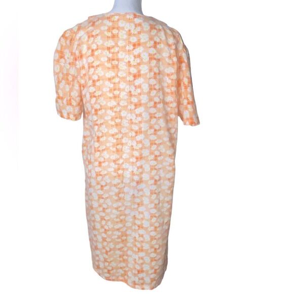 Minerva Wm’s Sz Lrg Orange Daisy Gingham Button Down House Coat Dress Robe - Picture 6 of 7